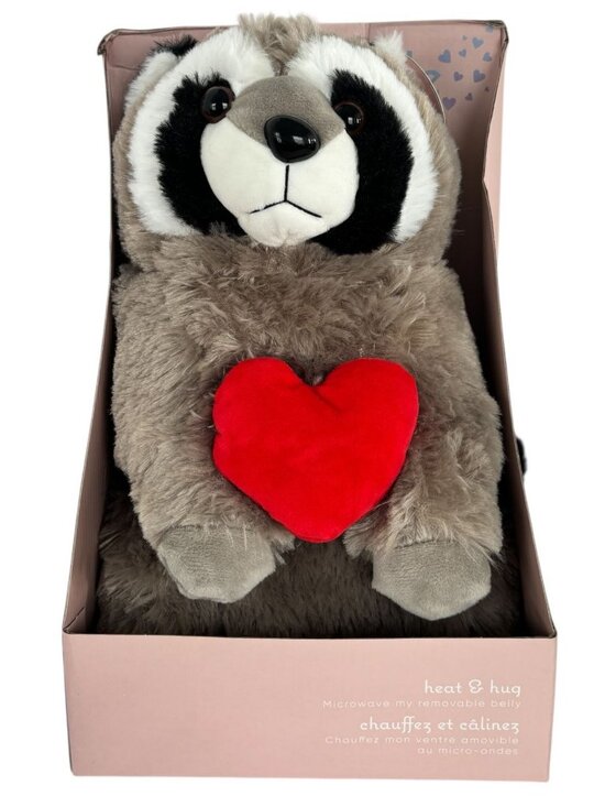Snuggle Buddy Other - Snuggle Buddy Heat and Hug Plush Raccoon Microwavable Removable Belly Heart